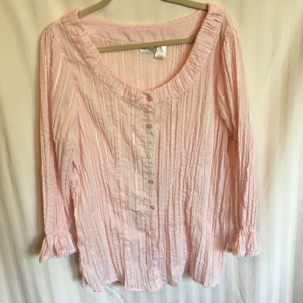 Harve Bernard Blouse Blush/Peach Sz 2X Lng Slavs